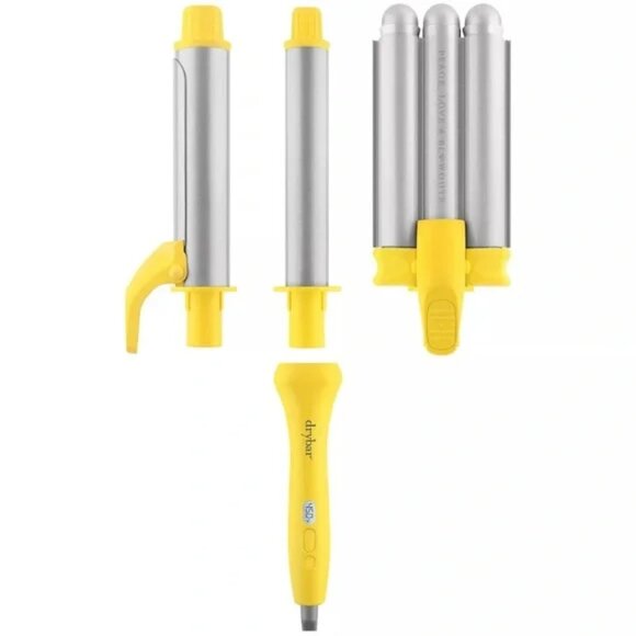 Drybar Yellow and Silver Curling Iron Set (curls, Natural, Beachy Waves) - Picture 2 of 3